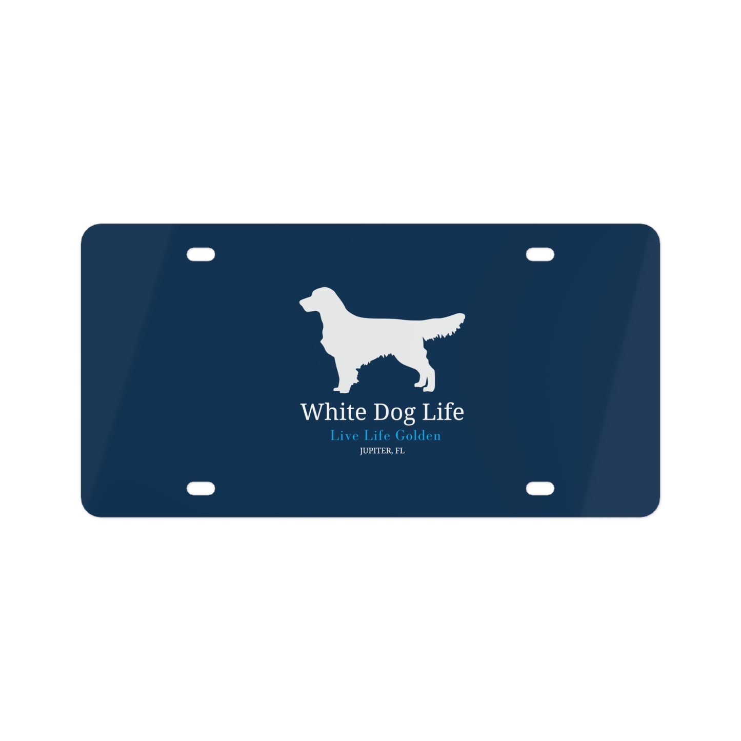 License Plate - Navy White Dog Love Design