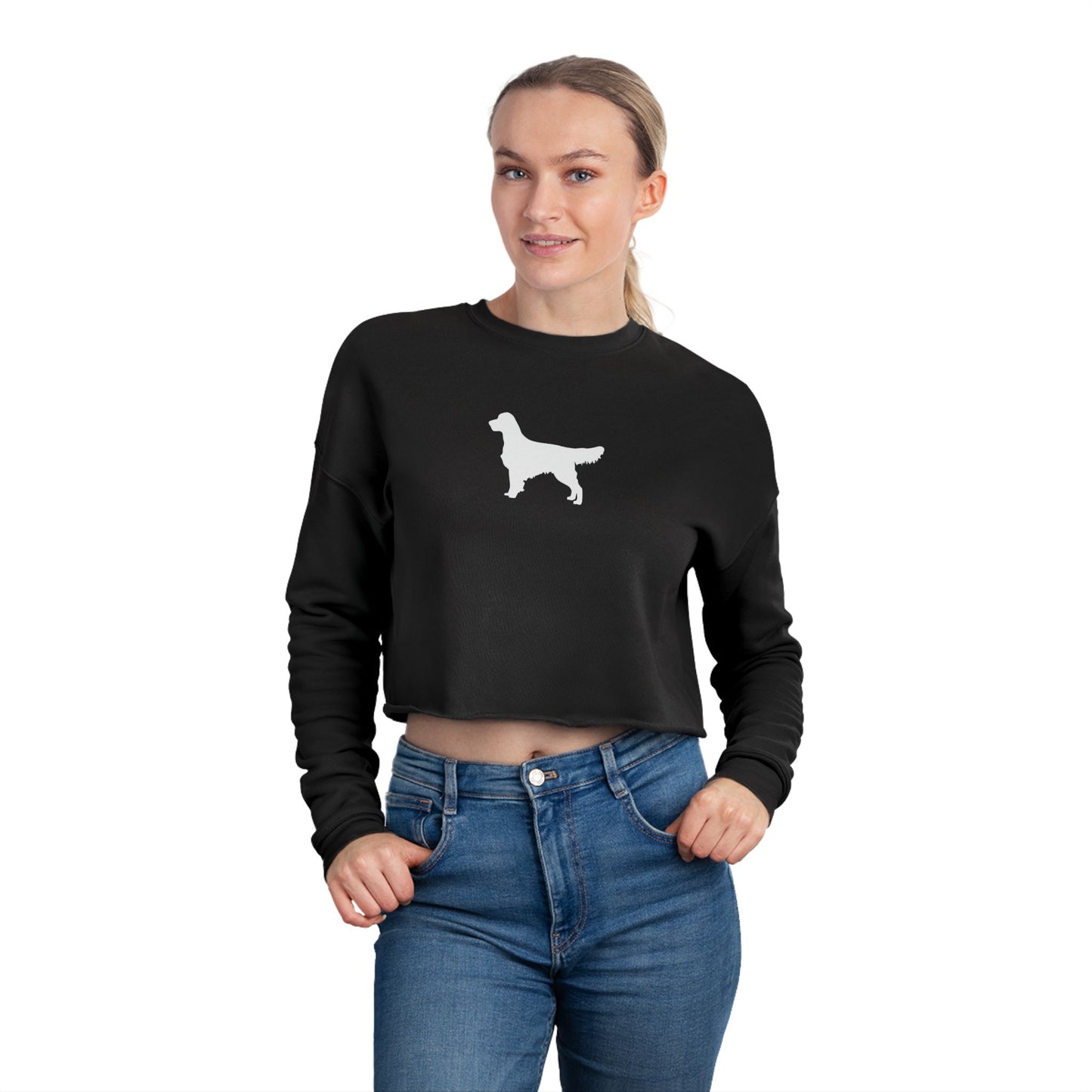 Women's Cropped White Dog Life Sweatshirt