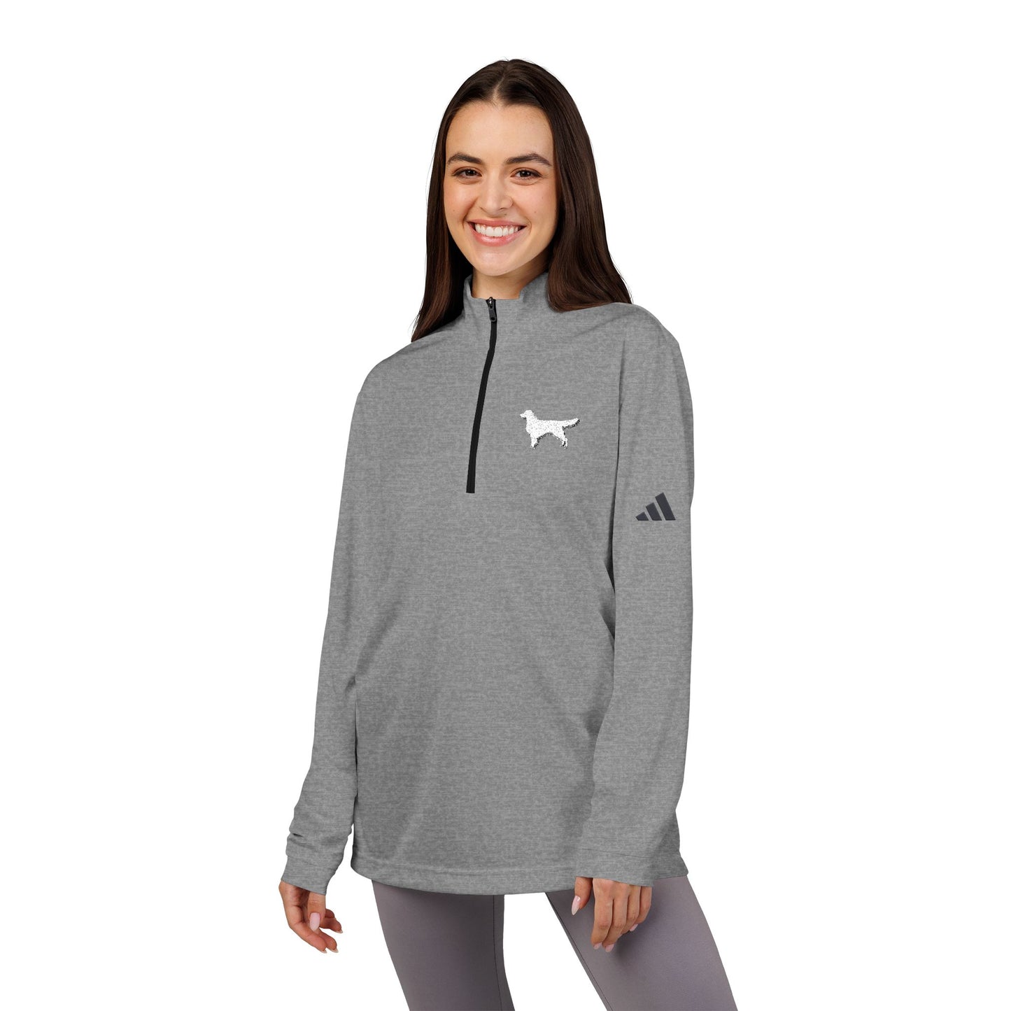 Black Heather Adidas® Quarter-Zip Pullover with Unique Embroidery