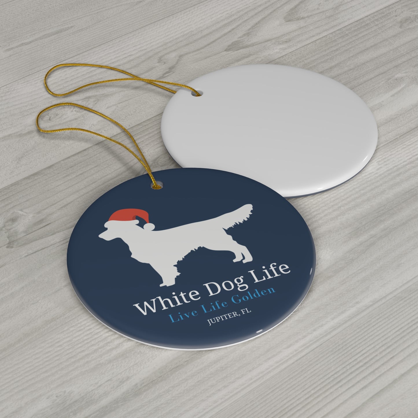 Ceramic Ornament - White Dog Christmas Ornament