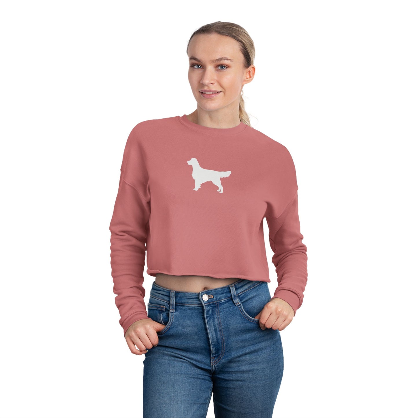 Women's Cropped White Dog Life Sweatshirt
