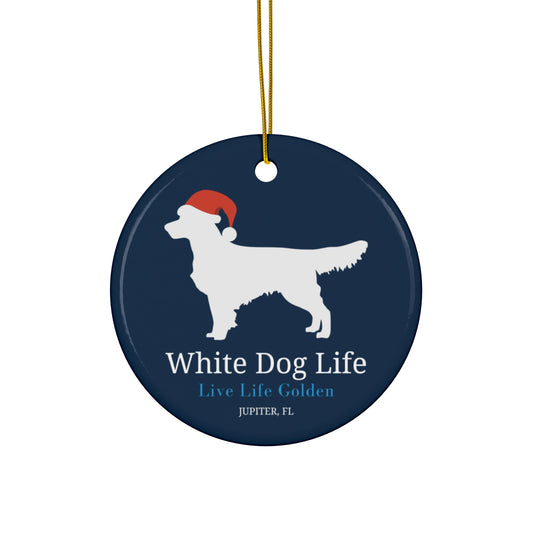 Ceramic Ornament - White Dog Christmas Ornament