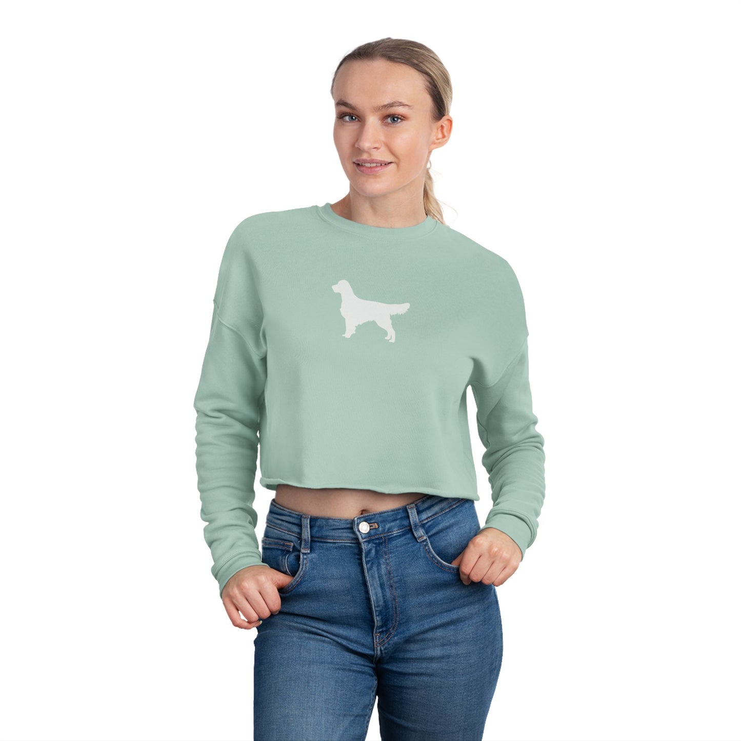 Women's Cropped White Dog Life Sweatshirt