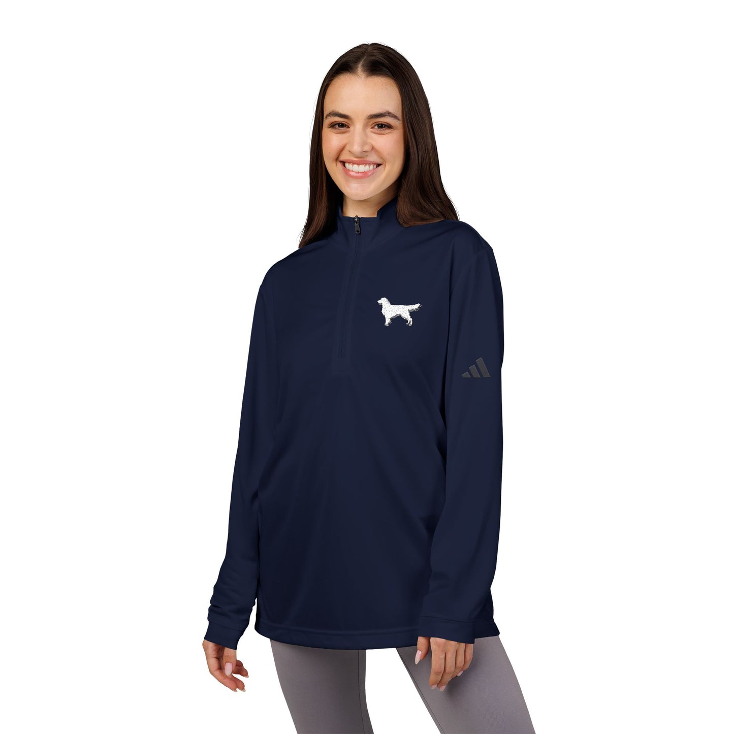 Black Heather Adidas® Quarter-Zip Pullover with Unique Embroidery