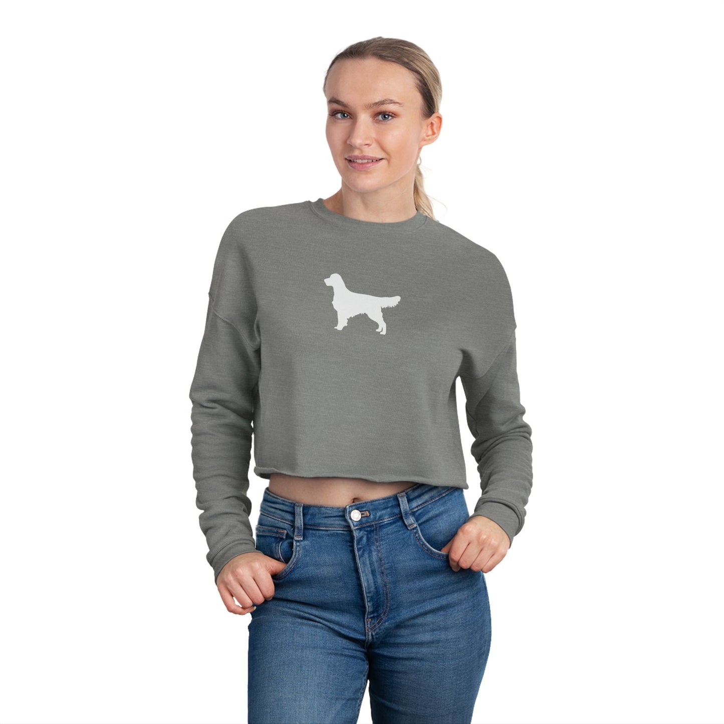 Women's Cropped White Dog Life Sweatshirt