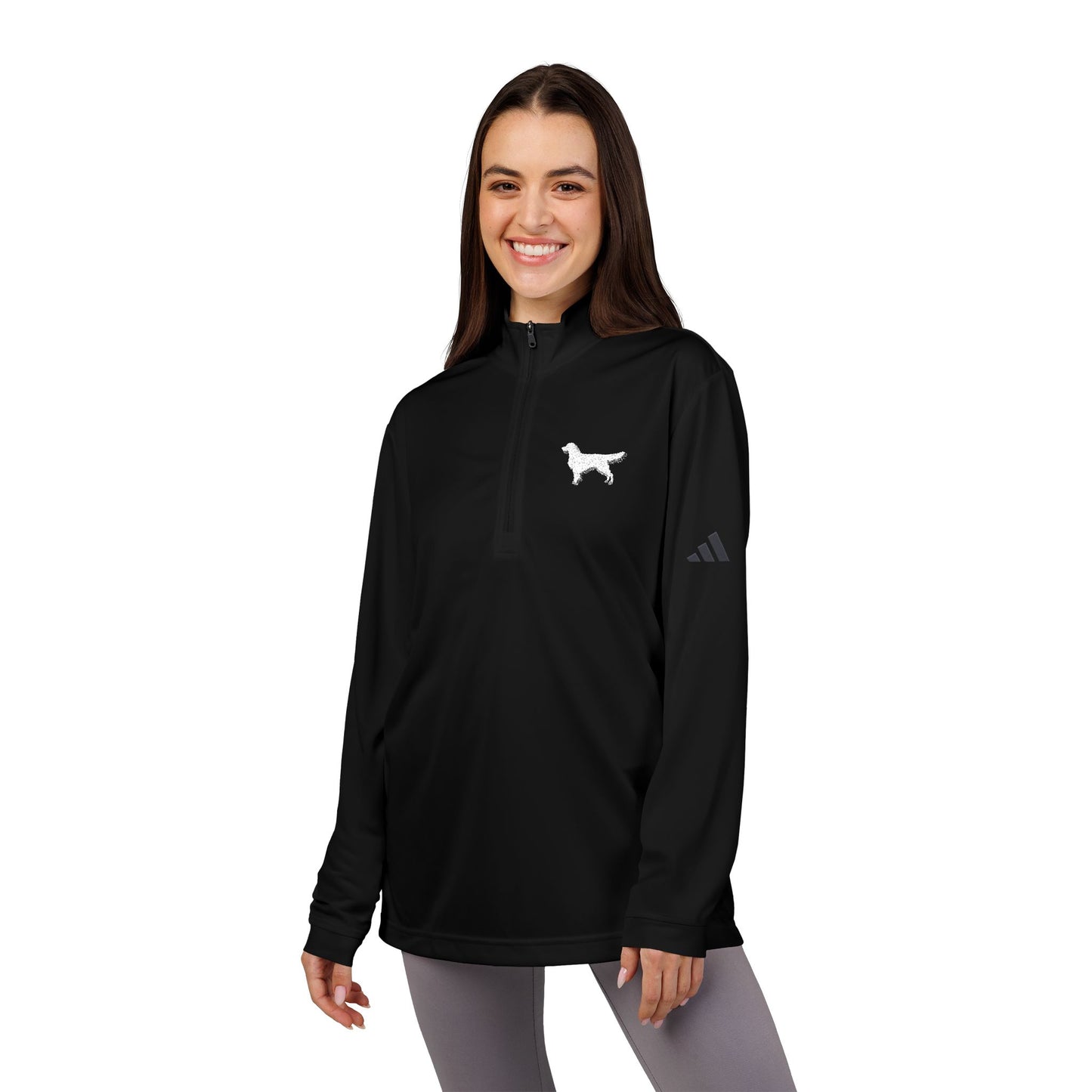 Black Heather Adidas® Quarter-Zip Pullover with Unique Embroidery